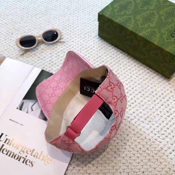 Gucci Pink Logo Pattern Ball Cap Hat - Picture 3 of 7